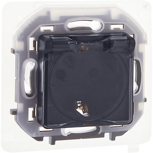 Розетка 1-местная с заземлением с защитными шторками и крышкой 16А IP44 антрацит INSPIRIA - фото 7