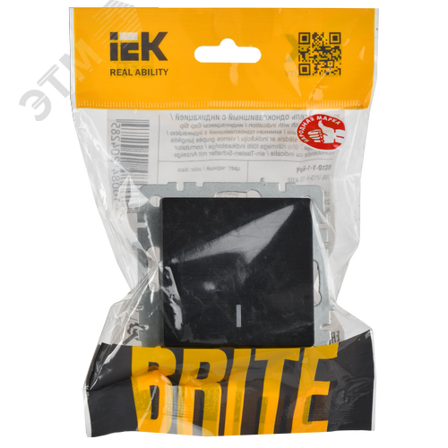BRITE Выключатель одноклавишный с индикацией 10А ВС10-1-1-БрЧ черный - фото 6