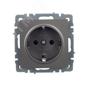 BRITE Розетка с заземлением с защитными шторками 16А РС14-1-0-БрС сталь - фото 2