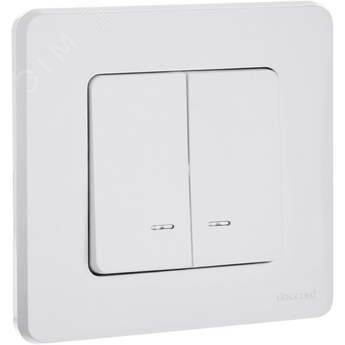 Выключатель 2-клавишный с подсветкой/индикацией 10АХ безвинтовое крепление белый INSPIRIA - фото 6