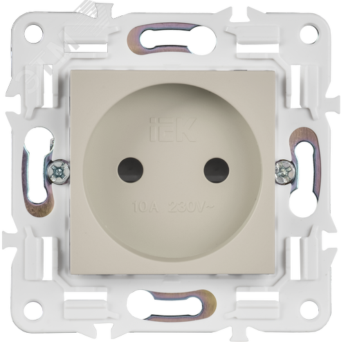 SKANDY Розетка без заземления с защитными шторками 10А SK-R01B бежевый IEK - фото 4