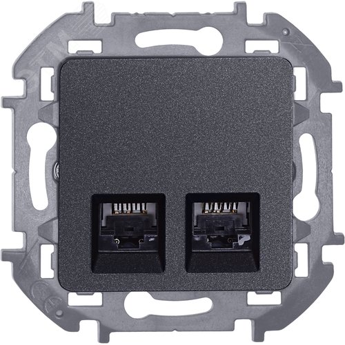 Розетка компьютерная двойная RJ45 категория 6 UTP антрацит INSPIRIA - фото 5