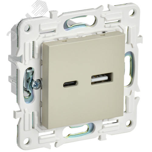SKANDY Розетка USB A+C 18Вт SK-R13B бежевый IEK - фото 1