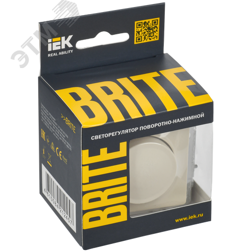 BRITE Светорегулятор поворотно-нажимной 600Вт СС10-1-0-БрКр бежевый - фото 2