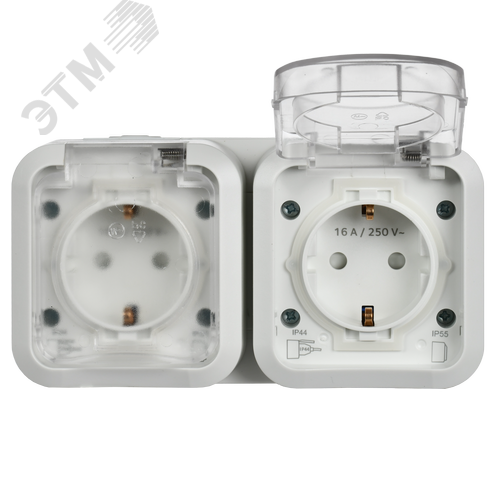 TORS Розетка 2-местная горизонтальная 16А IP55 TS322 белый IEK - фото 6