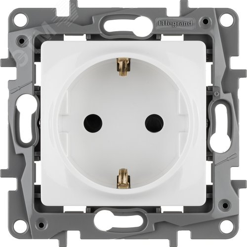 Розетка 1-местная с заземлением с защитными шторками 16А белый ETIKA - фото 6