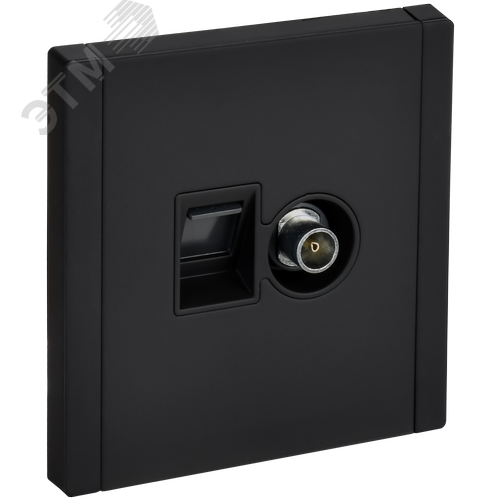 Изображение товара FORTE&PIANO Розетка двойная TV+RJ45 кат.6 FP137M металл черный IEK (шт)