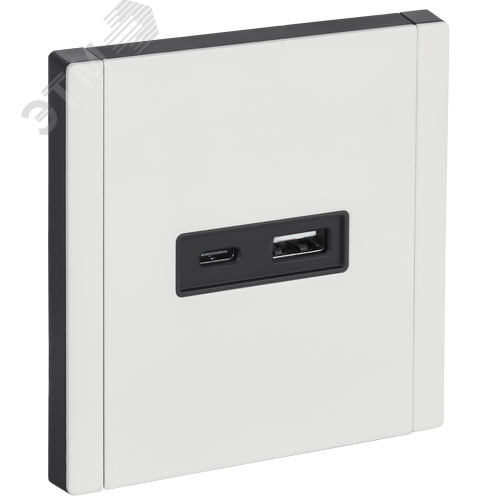 Изображение товара FORTE&PIANO Розетка USB A+C 18Вт FP251M металл белый IEK (шт)