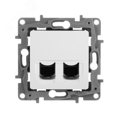 Розетка компьютерная двойная RJ45 категория 6 UTP белый ETIKA - фото 4