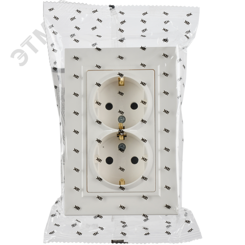 BRITE Розетка 2-местная с заземлением с защитными шторками плоская 16А в сборе РСшПл12-3-БрБ белый - фото 2