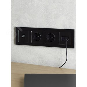 BRITE Рамка 4 поста РУ-4-1-БрЧ металл черный - фото 6