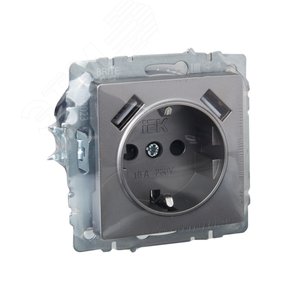 BRITE Розетка с заземлением с защитными шторками 16А с USB A+A 2,1А РЮш10-1-БрС сталь - фото 6