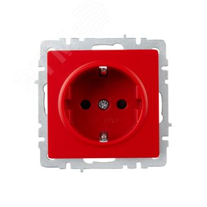 BRITE Розетка 1 пост с заземлением с защитными шторками 16А РС14-1-0-БрК красный - фото 2