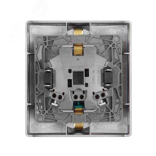 Розетка 2-местная с заземлением с защитными шторками безвинтовое крепление 16А в сборе антрацит ETIKA - фото 3