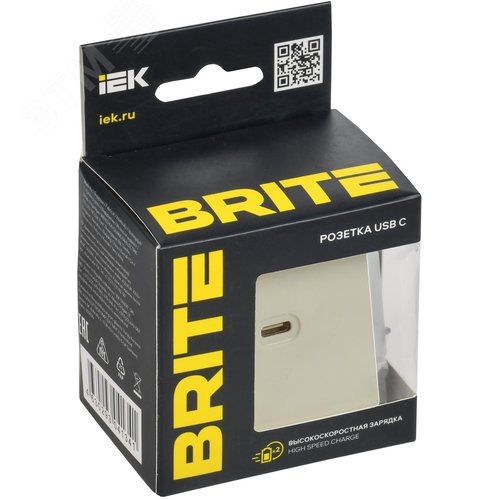 BRITE Розетка USB C 65Вт высокоскоростная зарядка РЮ12-1-БрКр бежевый IEK - фото 2