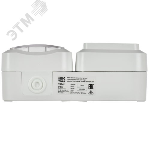 TORS Блок розетка + выключатель горизонтальный 16А IP55 TS342 белый IEK - фото 5