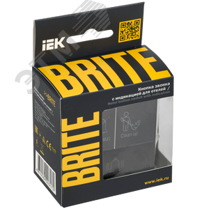 BRITE Кнопка звонка с индикацией для отелей 10А ВС10-1-9-БрЧ черный IEK - фото 2