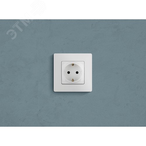 Розетка 1-местная с заземлением с защитными шторками 16А белый ETIKA - фото 7