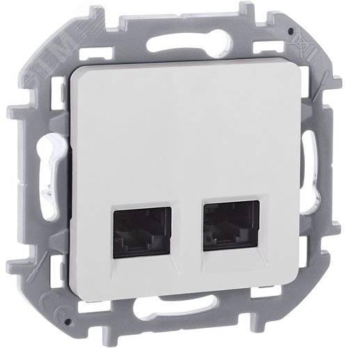 Розетка компьютерная двойная RJ45 категория 6 UTP белый INSPIRIA - фото 1