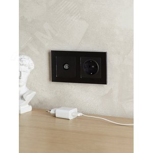 BRITE Рамка 2 поста РУ-2-1-БрЧ металл черный - фото 6