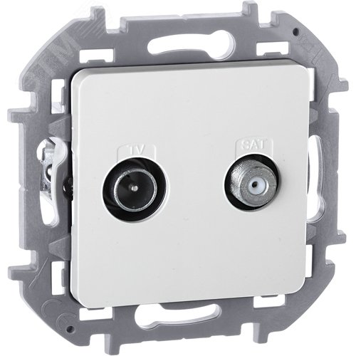Розетка двойная TV+SAT тип звезда двухкабельная белый INSPIRIA - фото 1