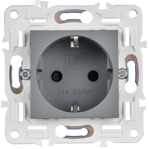 SKANDY Розетка с заземлением с защитными шторками 16А безвинтовое крепление SK-R06Gr серый IEK - фото 5