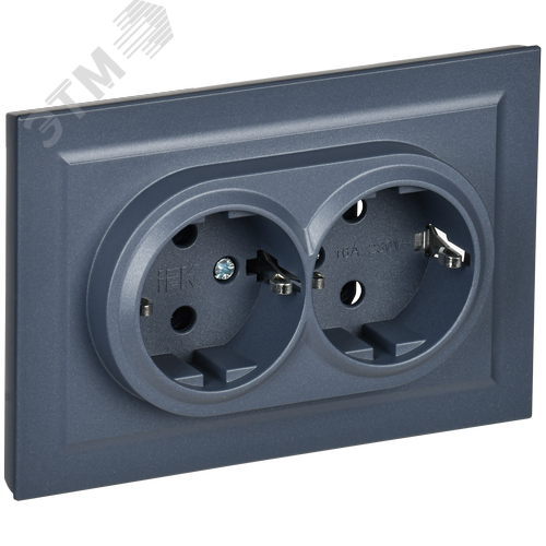 Изображение товара BRITE Розетка двойная с заземлением без защитных шторок 16А в сборе РС12-3-БрМ маренго (шт)