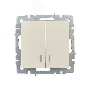 BRITE Выключатель двухклавишный с индикацией 10А ВС10-2-1-БрКр бежевый - фото 2