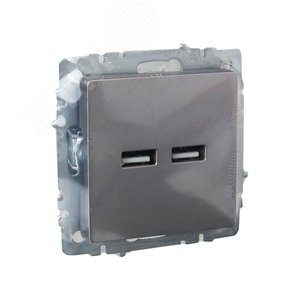 BRITE Розетка USB A+A 3.1А РЮ10-1-БрС сталь - фото 6