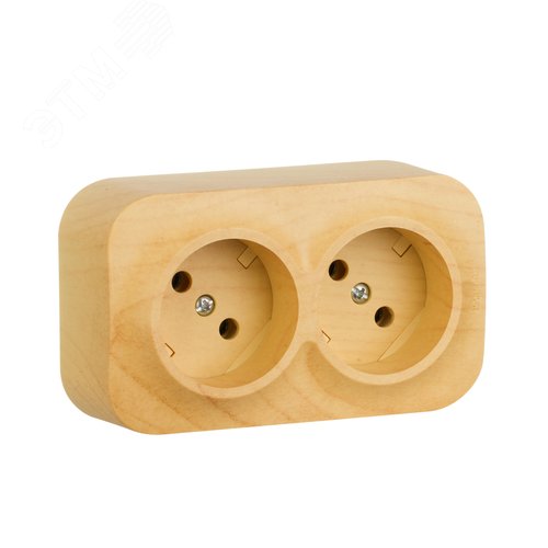 Розетка 2-местная для открытой установки без заземления без защитных шторок с предварительным подключением 16А дерево QUTEO - фото 1