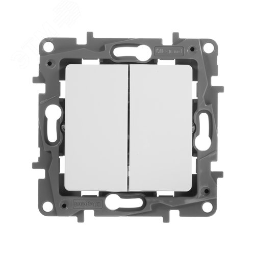 Выключатель 2-клавишный 10А безвинтовое крепление белый ETIKA - фото 6