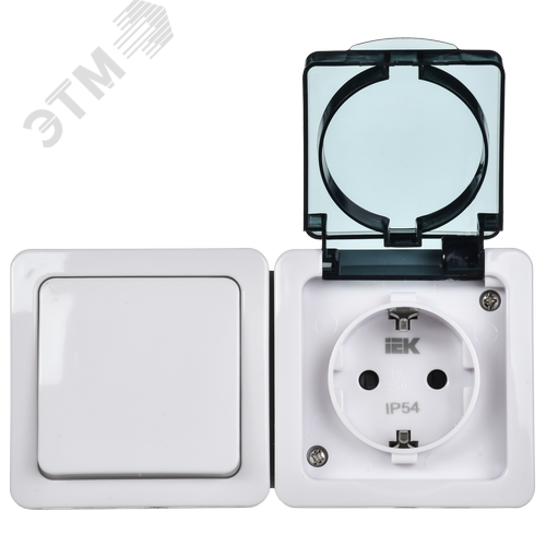 Гермес PLUS Блок наружный: выключатель одноклавишный и розетка с заземлением IP54 - фото 2