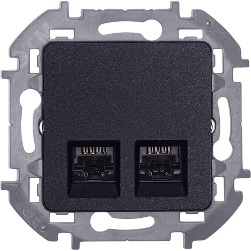 Розетка компьютерная двойная RJ45 категория 5Е UTP антрацит INSPIRIA - фото 6