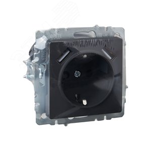 BRITE Розетка с заземлением с защитными шторками 16А с USB A+A 2,1А РЮш10-1-БрГ графит - фото 6