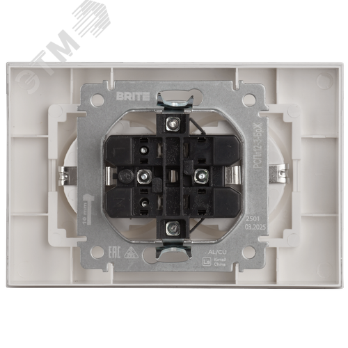 BRITE Розетка 2-местная с заземлением без защитных шторок плоская 16А в сборе РСПл12-3-БрЖ жемчуг IEK - фото 6