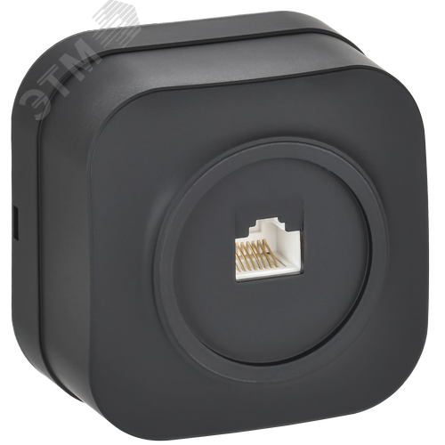 Изображение товара GLORY Розетка для открытой установки компьютерная RJ45 кат.5E РК10-ХЧм черный матовый IEK (шт)