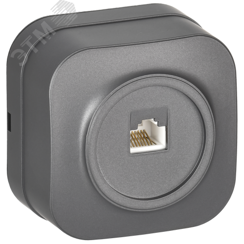 GLORY Розетка для открытой установки компьютерная RJ45 кат.5E РК10-ХСм сталь матовый IEK - фото 1