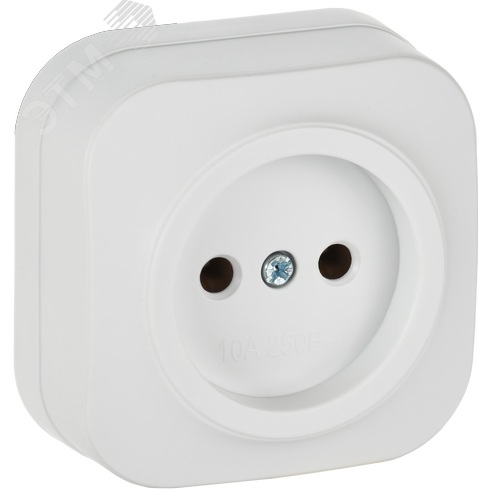 GLORY Розетка 1-местная для открытой установки без заземления без защитных шторок 10А РС20-2-ХБм белый матовый IEK - фото 1