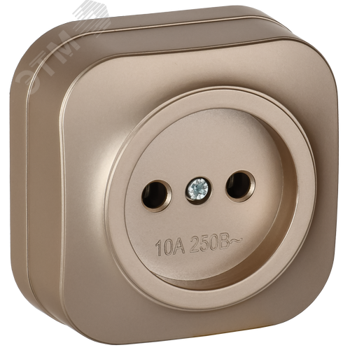 Изображение товара GLORY Розетка 1-местная для открытой установки без заземления без защитных шторок 10А РС20-2-ХШм шампань матовый IEK (шт)