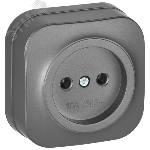 GLORY Розетка 1-местная для открытой установки без заземления без защитных шторок 10А РС20-2-ХСм сталь матовый IEK - фото 1