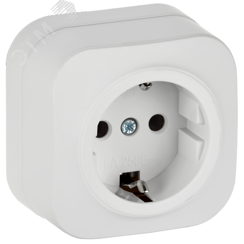 GLORY Розетка 1-местная для открытой установки с заземлением без защитных шторок 16А РС20-3-ХБм белый матовый IEK - фото 1
