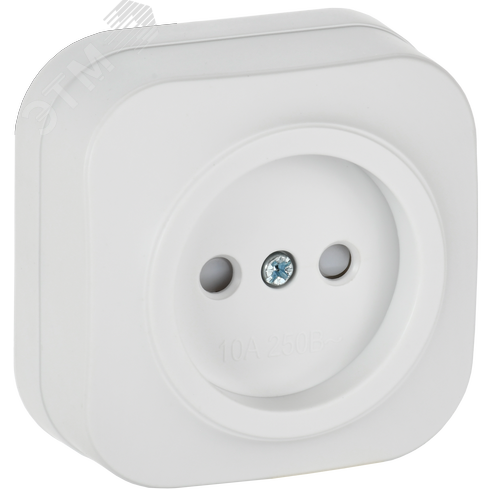 GLORY Розетка 1-местная для открытой установки без заземления с защитными шторками 10А РСш20-2-ХБм белый матовый IEK - фото 1
