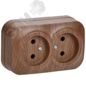 Изображение товара GLORY Розетка двухместная наружная без заземления дуб (шт)