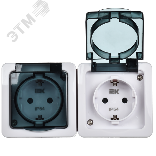 Гермес PLUS Розетка двойная наружная с заземлением с крышкой IP54 - фото 3