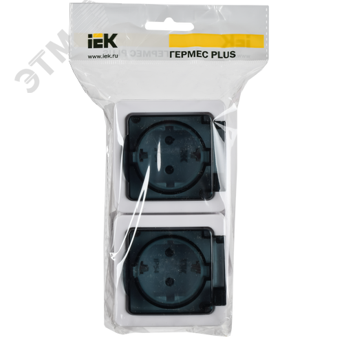 Гермес PLUS Розетка двойная наружная с заземлением с крышкой IP54 - фото 2