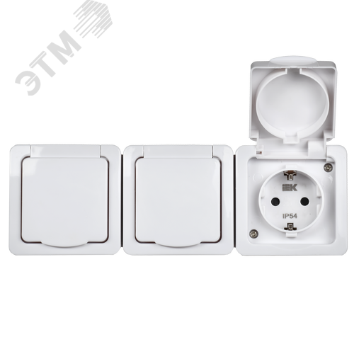 Гермес PLUS Розетка тройная с заземлением наружная белая IP54 - фото 3