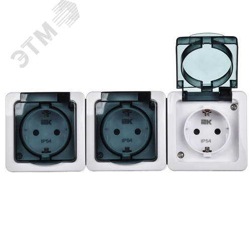 Гермес PLUS Розетка тройная с заземлением открытойустановки с прозрачными крышками IP54 - фото 3
