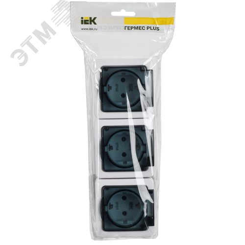 Гермес PLUS Розетка тройная с заземлением открытойустановки с прозрачными крышками IP54 - фото 2
