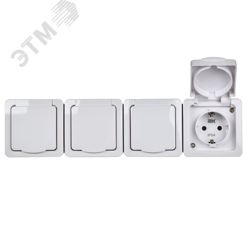 Гермес PLUS Розетка четырехместная наружная белая IP54 - фото 2