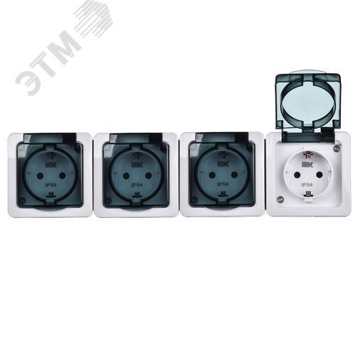 Гермес PLUS Розетка четырехместная с заземлением наружная прозрачная IP54 - фото 2